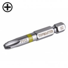 TOPMASTER Set 2 biti cruce PH3 prindere hexagonala 1/4" lungime 50 mm